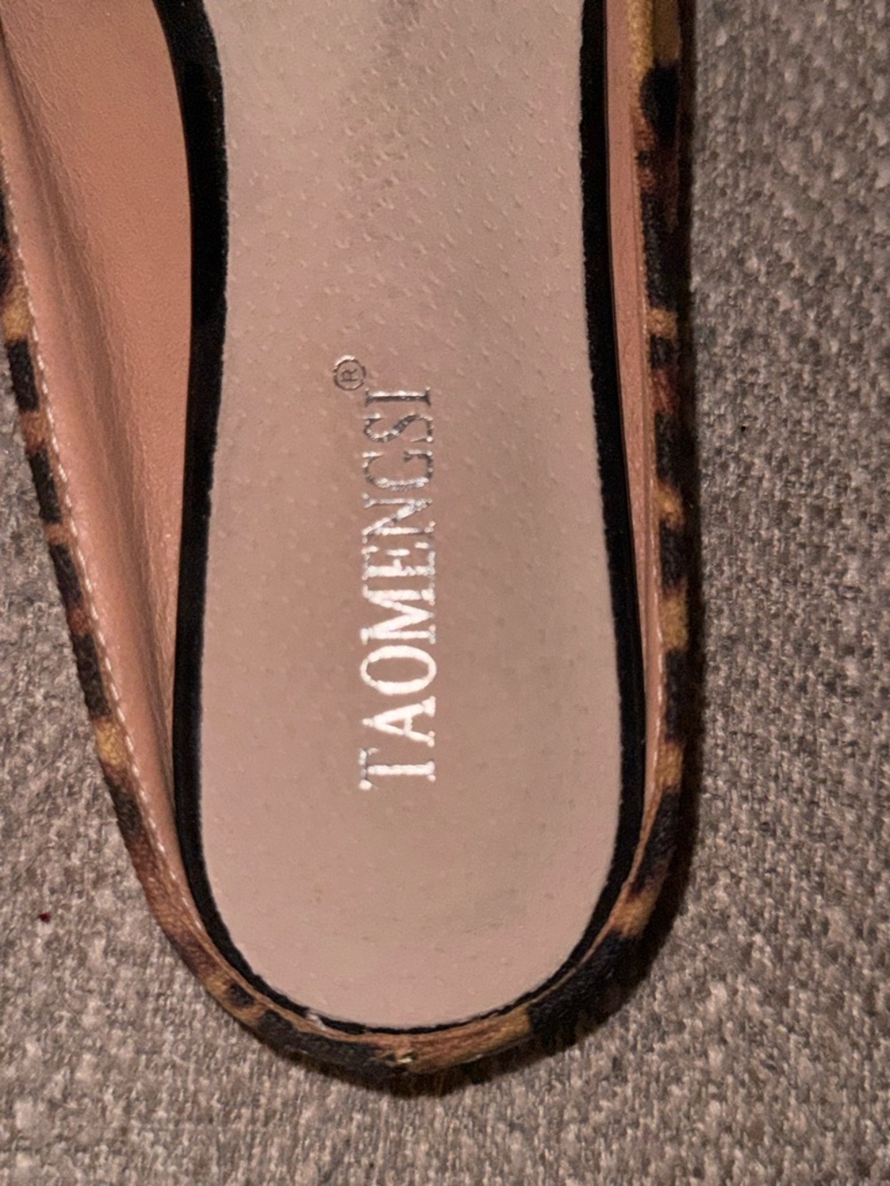Leopard Print Pointed Toe Flats with Jewel Buckle - Brown - Picture 3 of 4